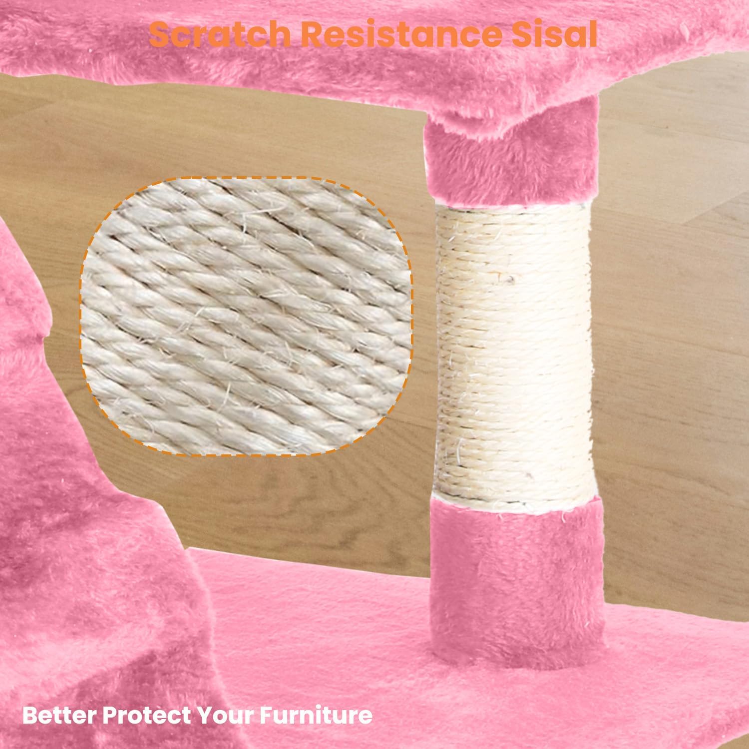 54.7 inches Cat Tower for Indoor Cats, Multi-Level Cat Condos with Scratching Posts, Hanging Toys, Pink