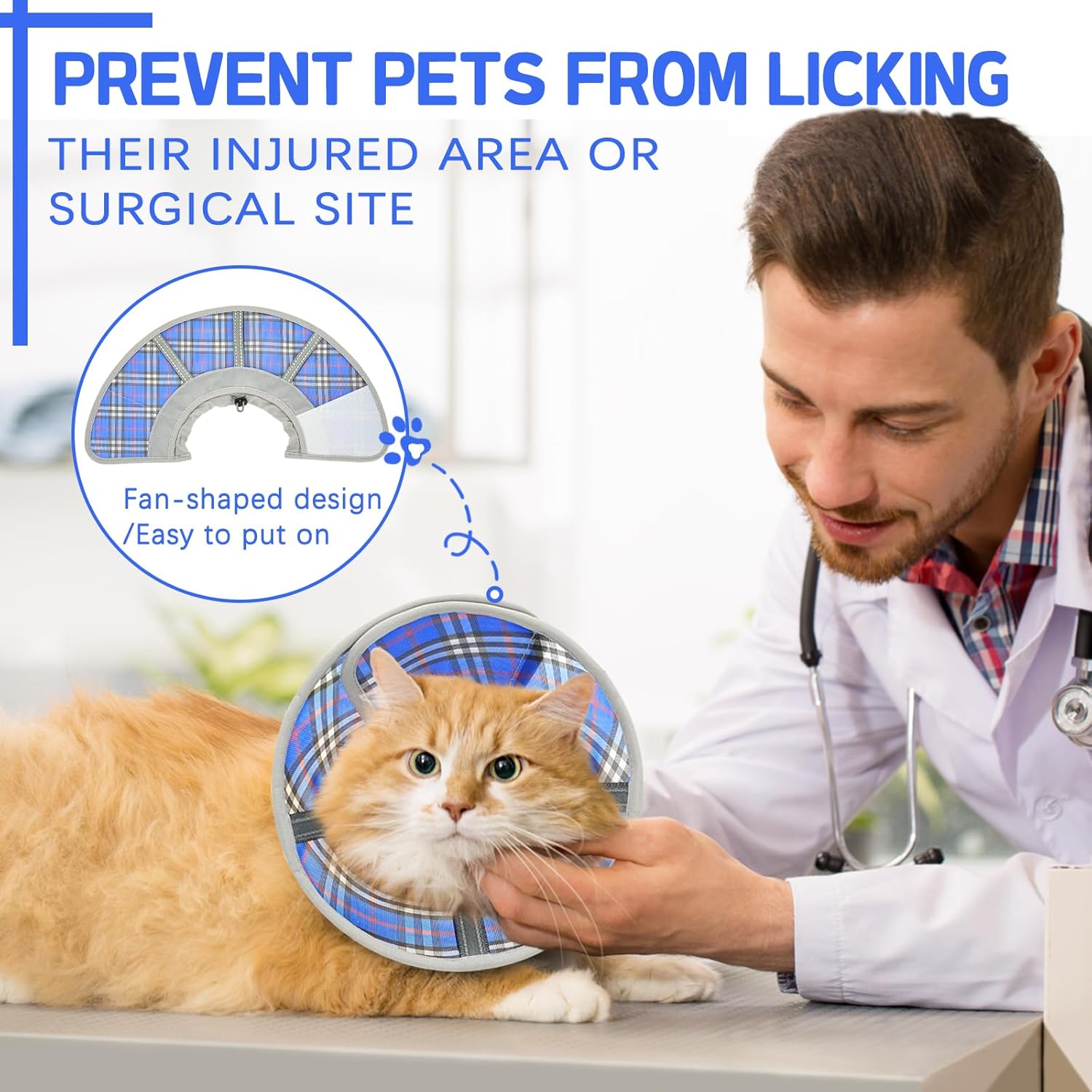 Cat Cone Collar Soft, Cat Recovery Collar for Large Medium Small Cats Kittens, Pet Cone Alternative After Surgery