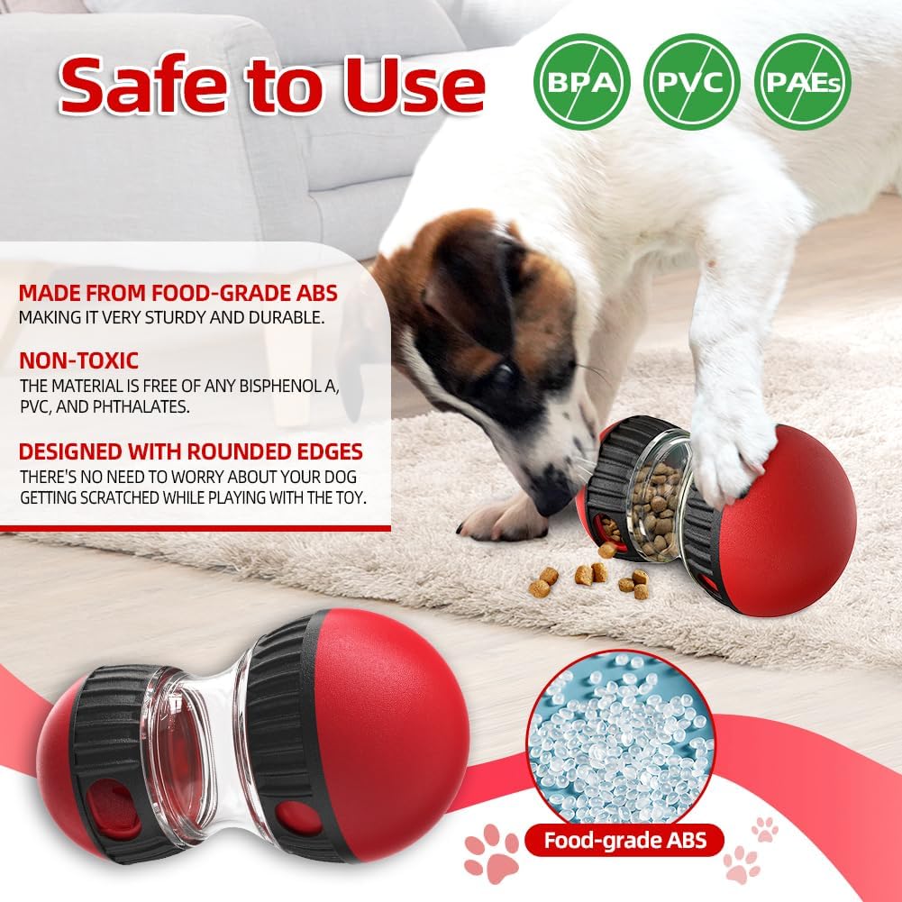 Dog Puzzle Toys, Rolling Treat Dispensing Ball, Brain Stimulation & Slow Feeder, Dog Enrichment Toys to Keep Them Busy (2PCS: Red+Green)
