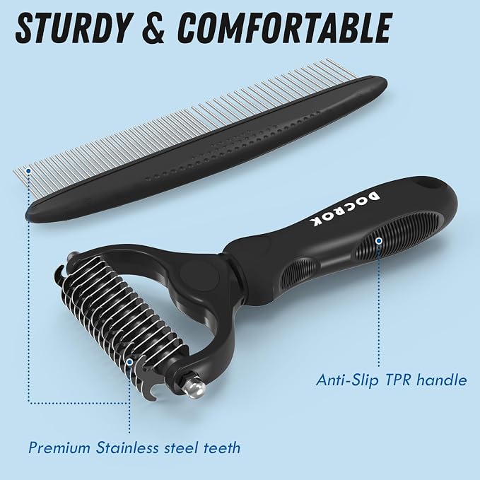Docrok Pet Grooming Combo: Undercoat Rake, Dematting Deshedding Brush - Image 6
