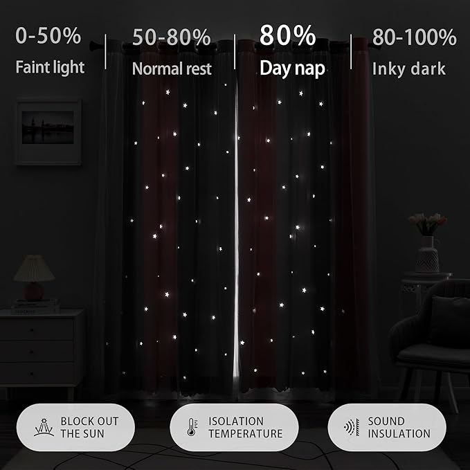 XiDi Grey and Pink Curtains 96 Inches Long for Girls Bedroom 2 Panels Set, Blackout Rainbow Grommet Curtains for Kids Room Decor, Unicorn Wall Decals Drapes for Little Girl Nursery 34 Inches Wide