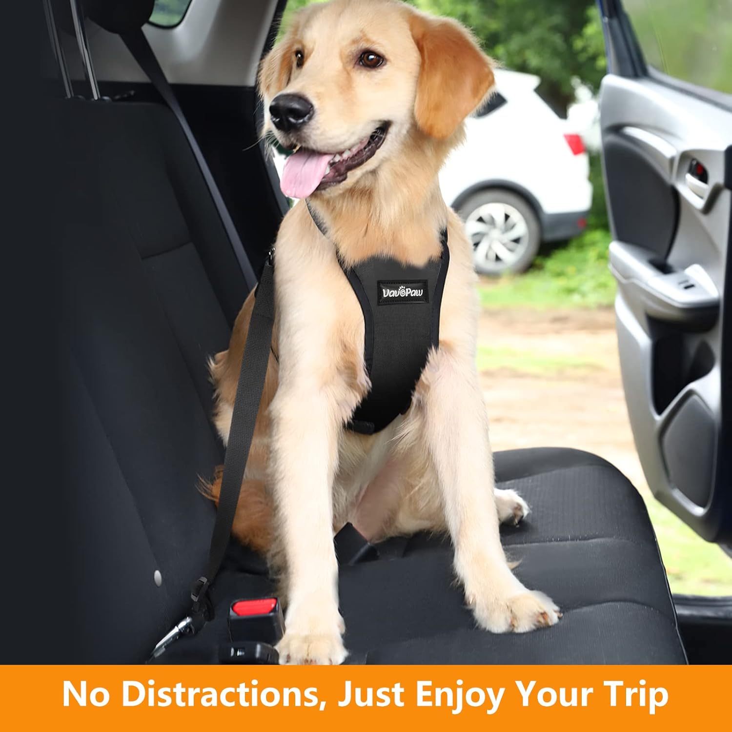 Dog Seat Belt, Safety Vest Dog Car Harness with Adjustable Buckle Dog Seat Belt for Vehicle Nylon Pet Safety Seat Belts Heavy Duty(XXL, Black)