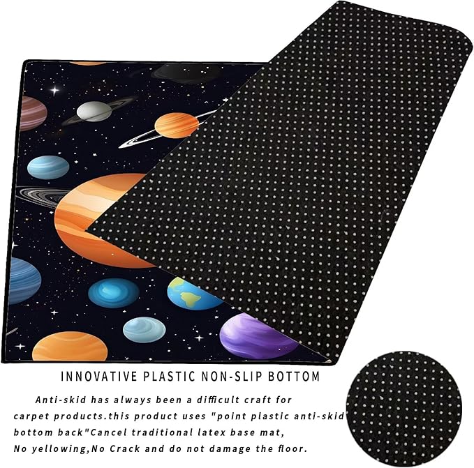 Space Rug for Kids Room Rugs Cartoon Stars Carpet Galaxy Planet Printed Throw Rugs for Boys Children Bedroom Living Room,39 in x 79 in