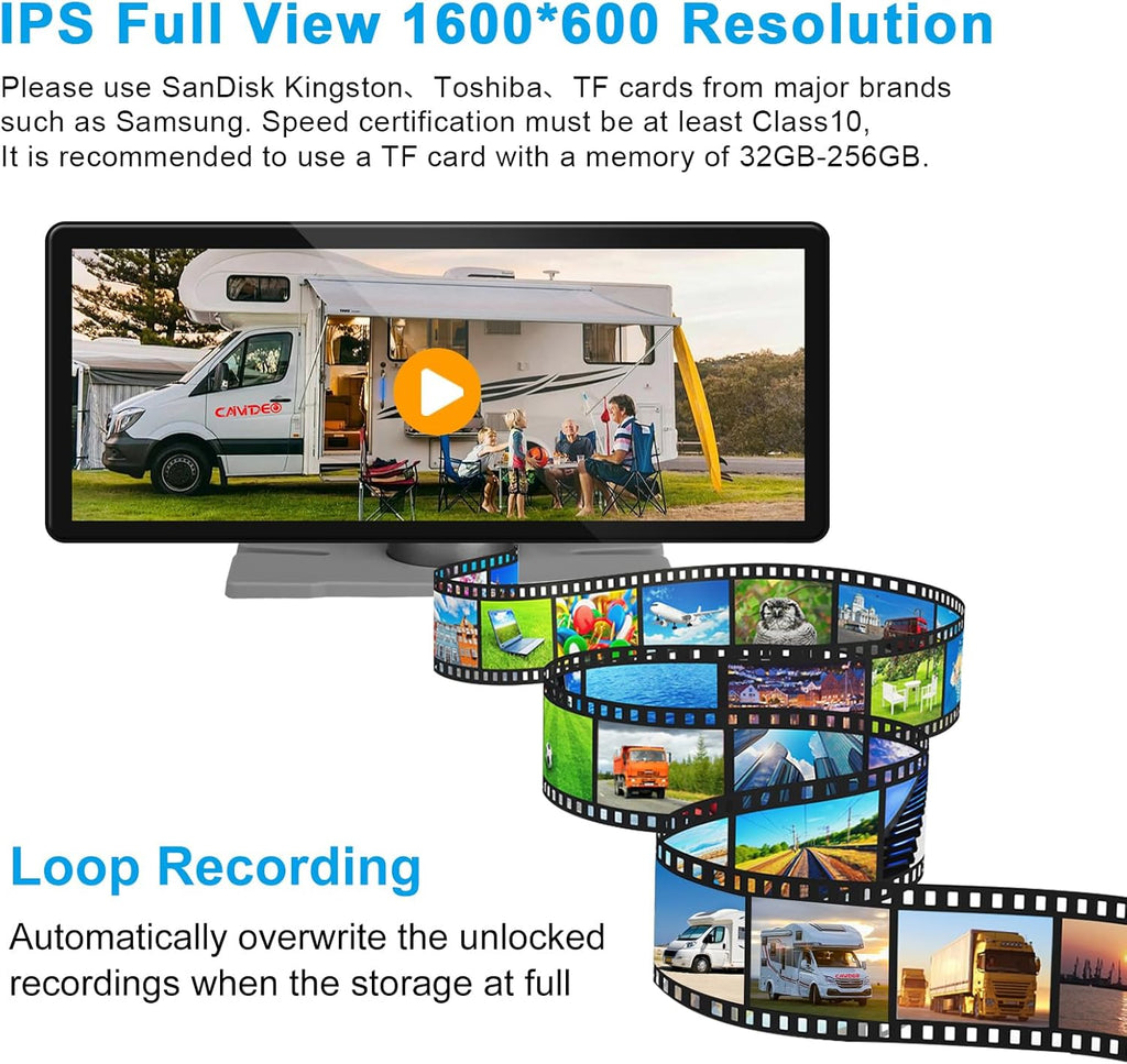 RV Wireless Backup Cameras with Monitor 6.86 Inch Touchscreen Built in DVR Video Recording for Truck RV Trailer Rear Side Wide View Back Up Camera Wireless Transmit Image Avoid Blind IP69K Waterproof