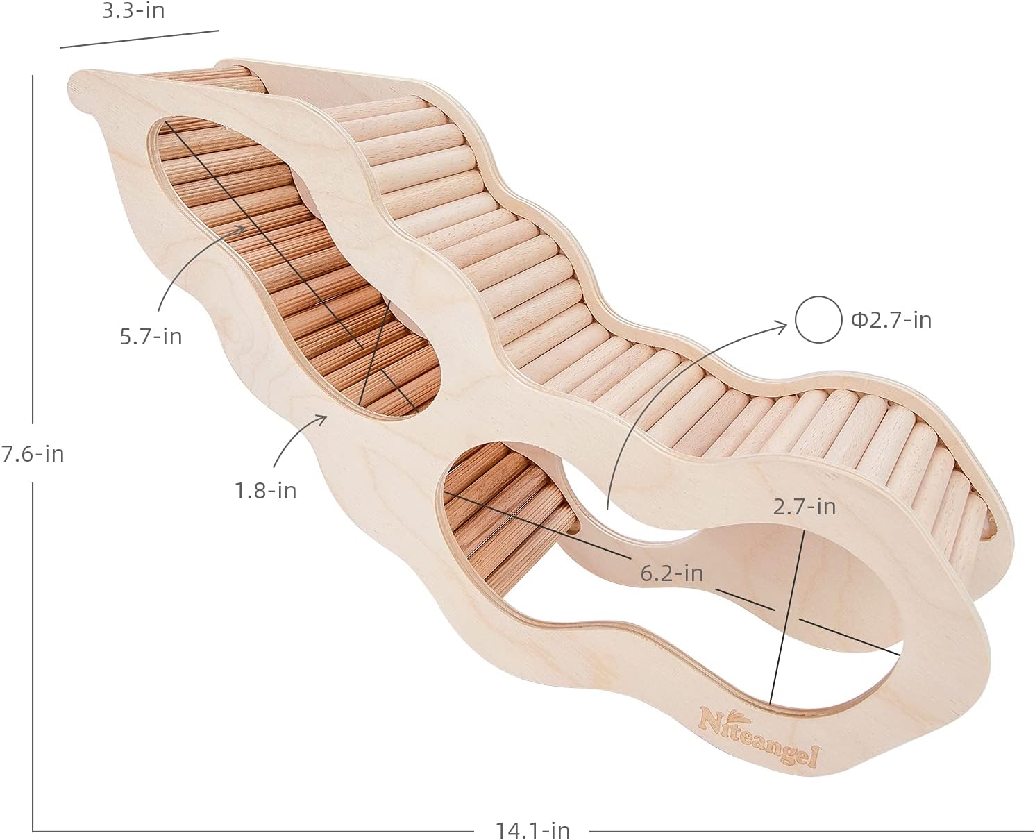 Niteangel Hamster House w/Climbing Ladder for Hamsters Gerbils Mice or Similar-Sized Pets (Secret Peep Tunnel Hamster Hut)