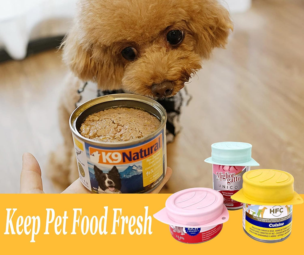 3 Pack Dog Cat Food Can Lids - Silicone Stretch Lids Covers for Pet Food Cans, Reusable Universal Size Fit Medium and Large Size Cans