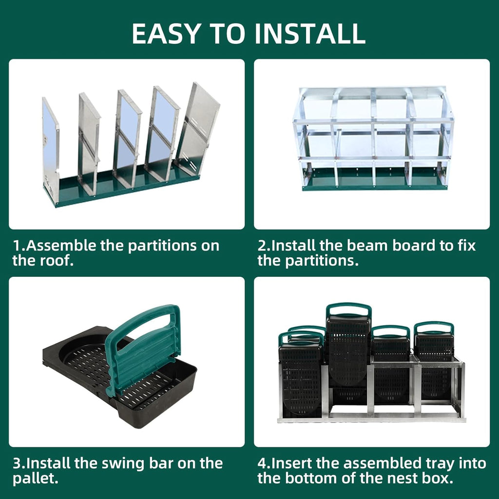 Chicken Nesting Box, 8 Hole 2 Layer Hen Nest Boxes, Nesting Boxes for Chickens, Roll Away Eggs Laying Boxes,Cleanable Pull Out Hen Roosting Boxes