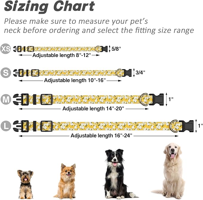 Reflective Dog Collar for Small Dogs, Cute Flower Theme Adjustable Heavy-Duty - Image 7