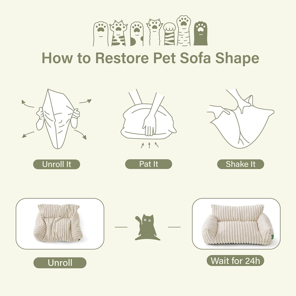Cute Couch Bed for Pets, Supportive Cat Sofa for Indoor Cats, Medium Dog Sofa Bed for Medium Dogs, Light Blue, 30 inches