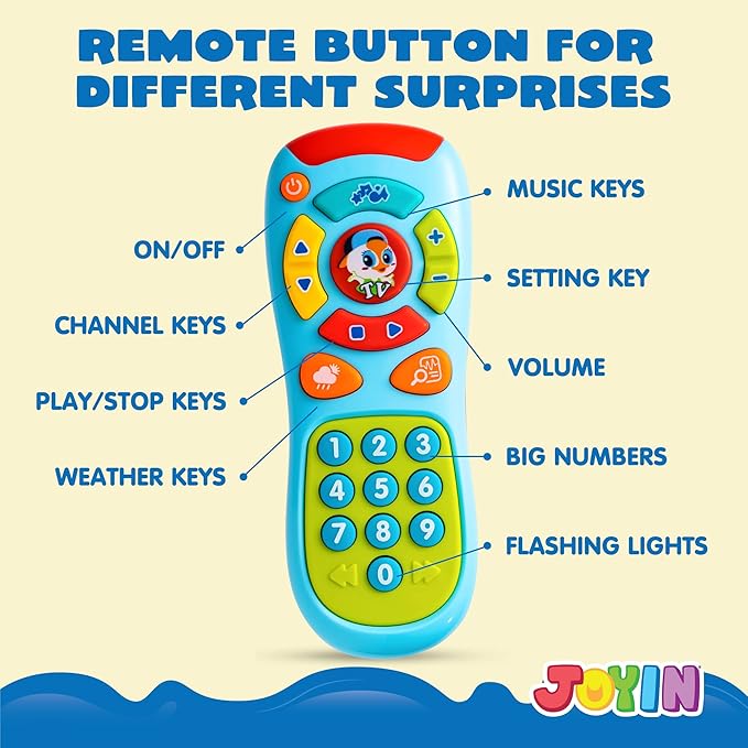 JOYIN Baby Learning Phone and Remote Toy for Toddler, Fun Smartphone Toys with Music for Infants, Boys or Girls, Holiday Stocking Stuffers, Kids Birthday Gift, Gifts for Christmas