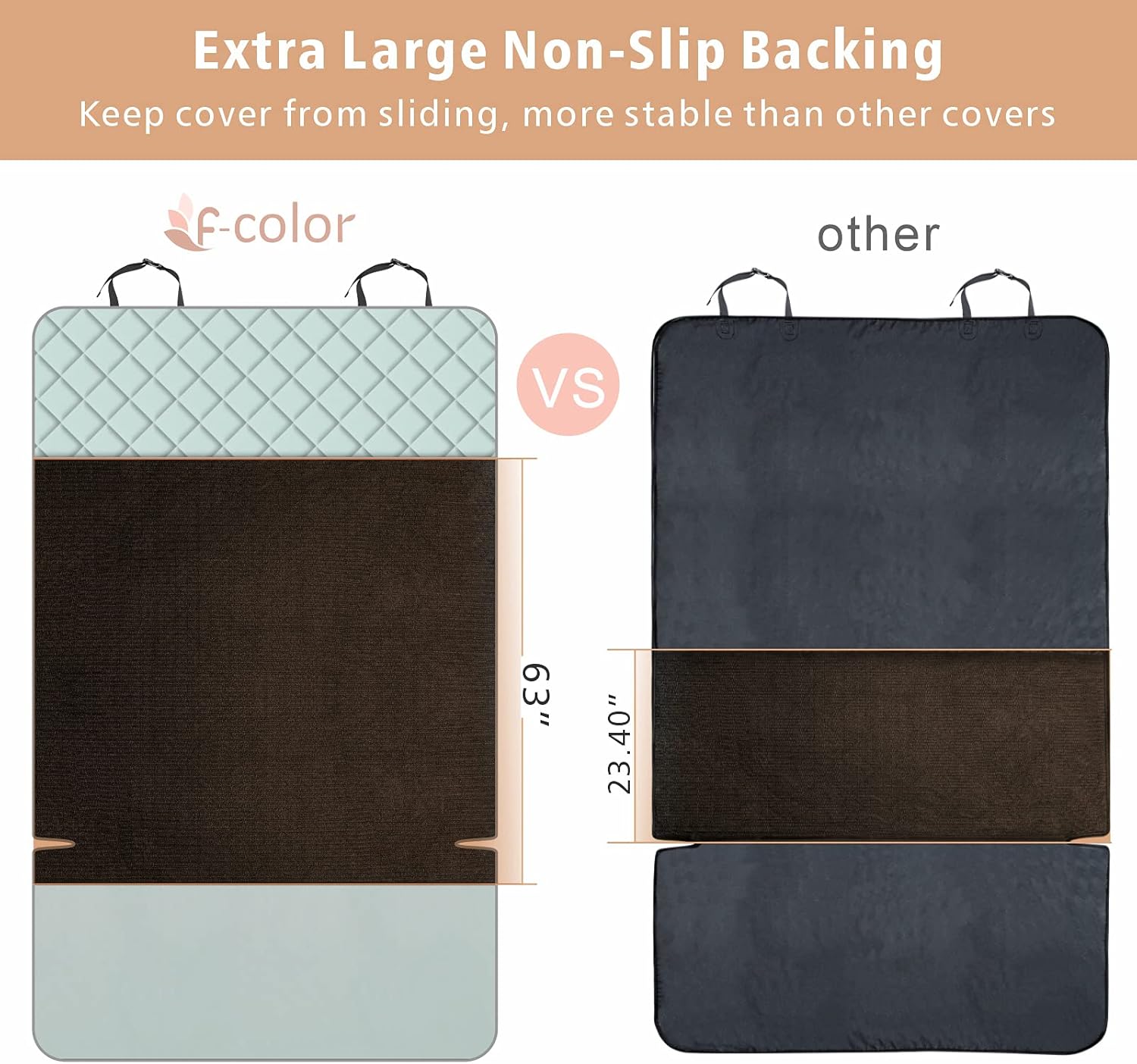 F-color SUV Cargo Liner for Dogs, Water Resistant Pet Cargo Cover Dog Seat Cover Mat for SUVs Sedans Vans with Bumper Flap Protector, Non-Slip, Large Size Universal Fit, Grey