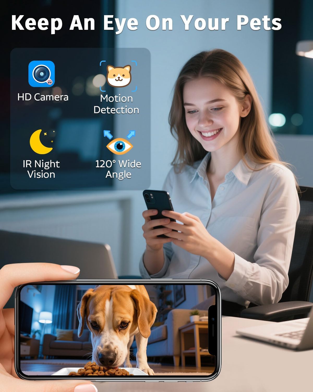 Automatic Dog Feeder Large Breed with Camera - 12L/50 Cups 5G WiFi App Control Dog Food Dispenser, Easy Setup, HD 1080P Video with Night Vision by Yakry