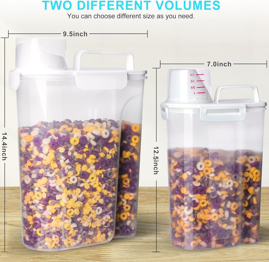 Rice Airtight Dry Food Storage Containers 2 Pack, BPA Free Plastic Storage Bin Dispenser with Pourable Spout, Portable Handle, Kitchen Pantry Organization for Cereal, Flour and Baking Supplies