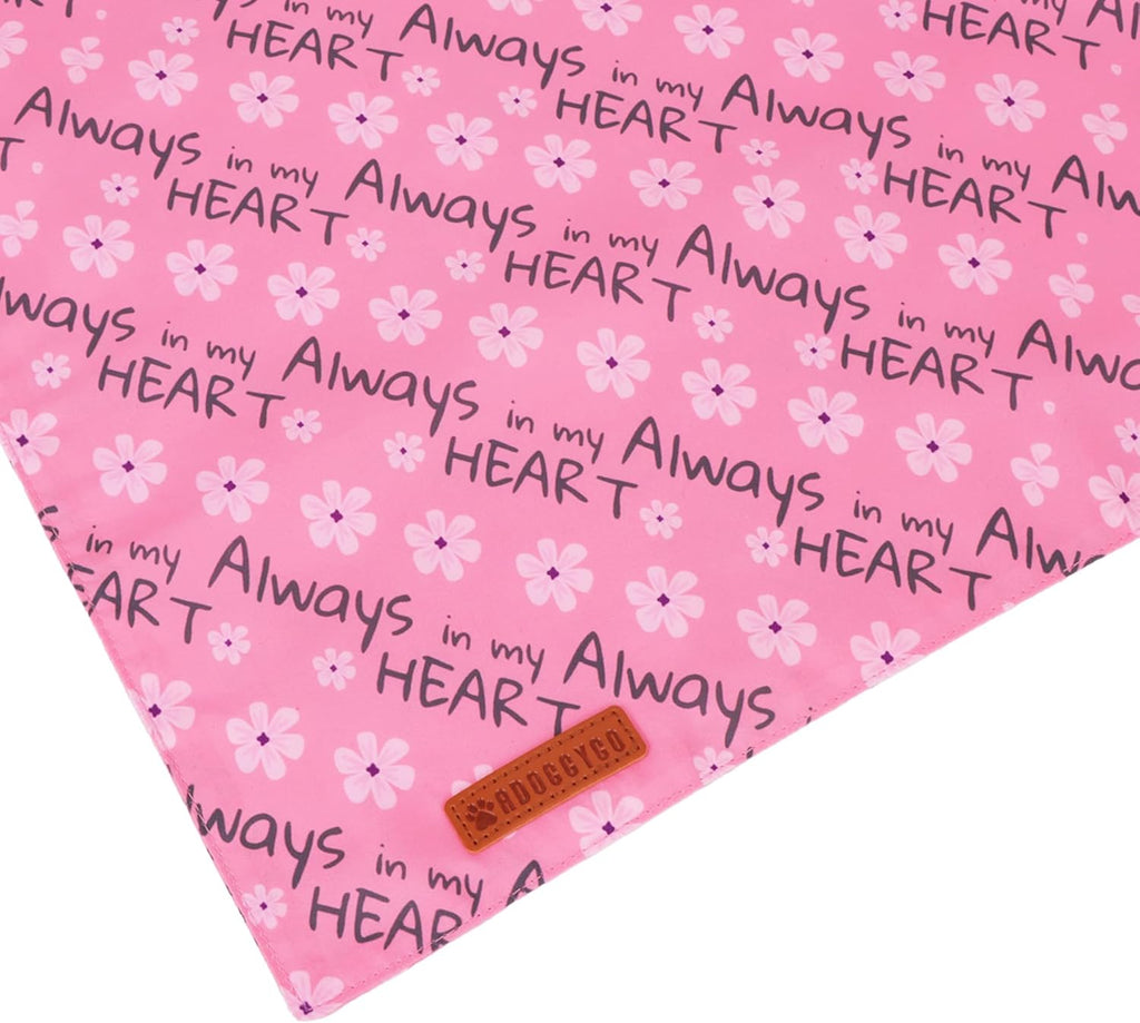 ADOGGYGO Valentine Dog Bandanas, Heart Love Floral Pet Scarf, Multi Size Offered, Pink Blue Pet Valentine Bandana for Medium Large Dogs (Large)