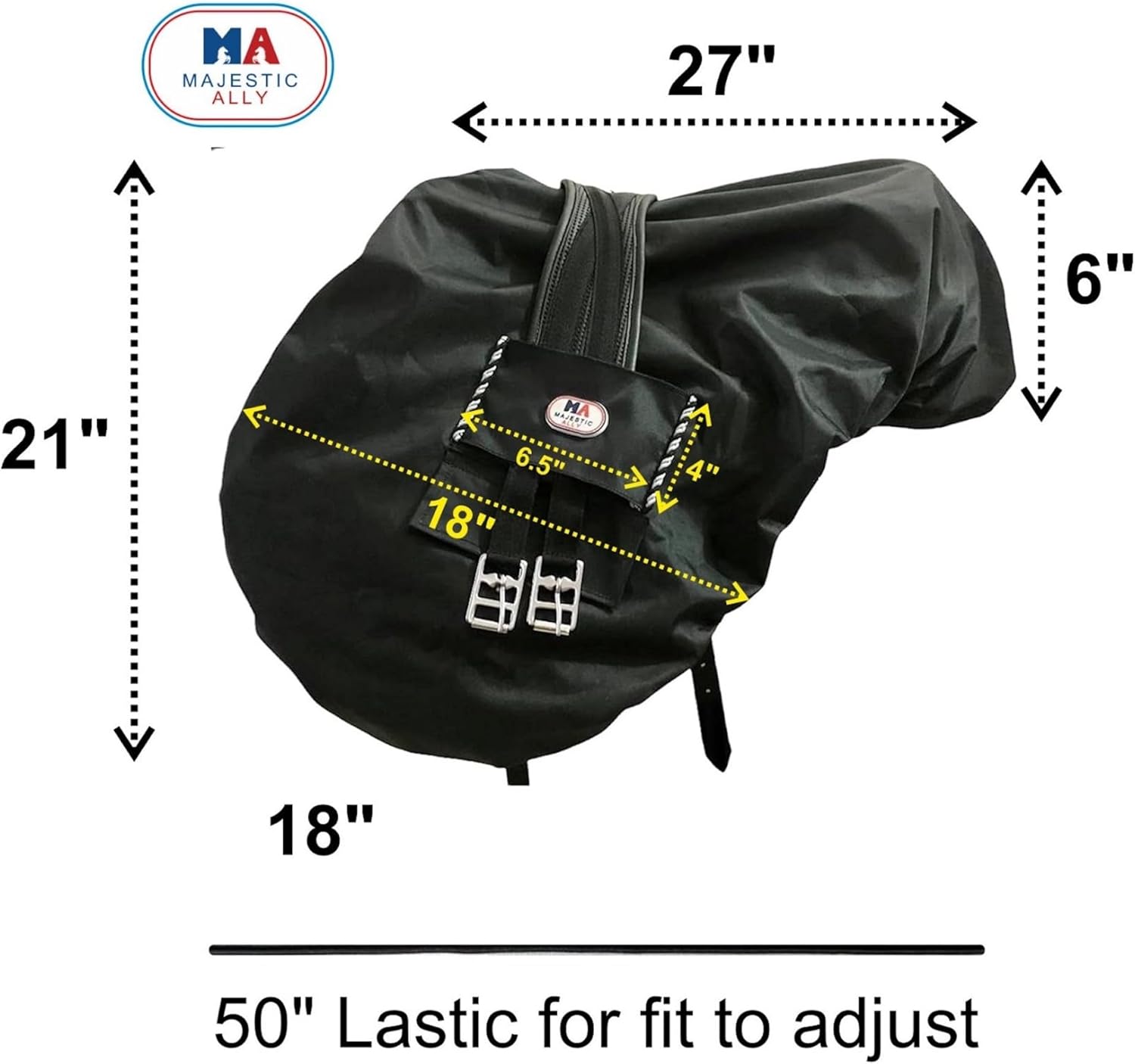 Majestic Ally Nylon Waterproof Fleece Lined Ride On English Saddle Cover-Multiple Color (Hunter Green)