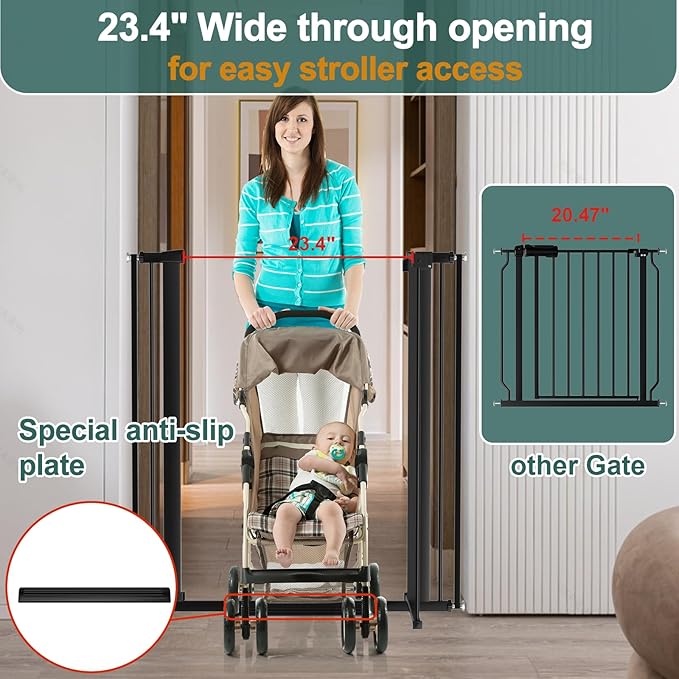 40.55" Tall, 53.74-61.61 Inch Wide, 1.37" Ultra Narrow Spacing Dog Pet Baby - Image 3