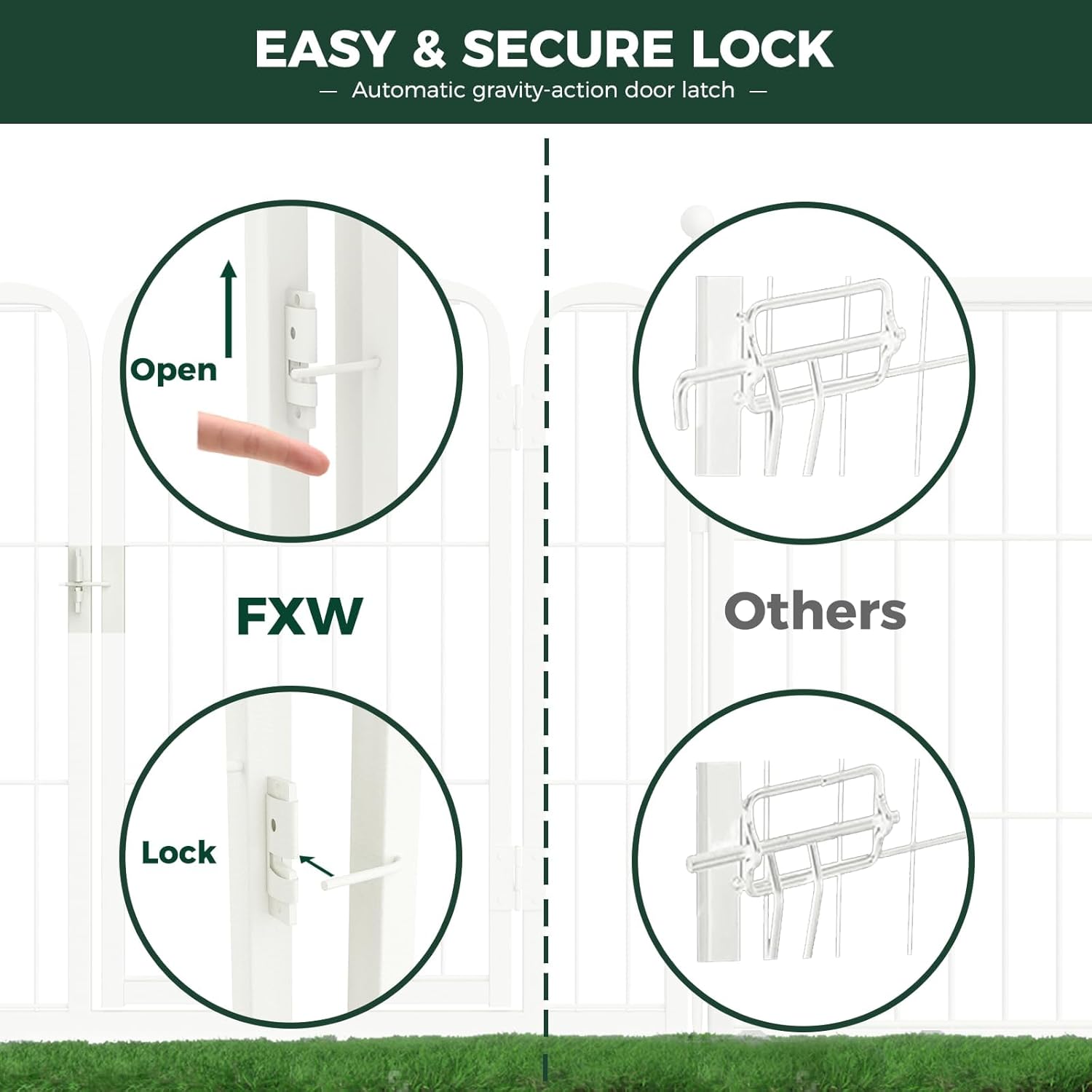 FXW Rollick Unleashed Dog Playpen for Indoor, Yard, RV Camping, 24 inch 16 Panels for Small and Puppy Dogs, White│Patented