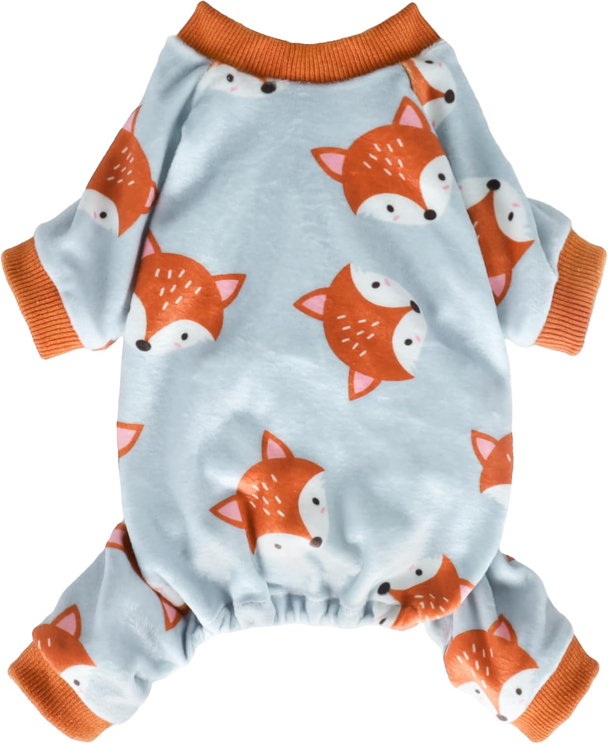 Fitwarm Funny Fox Dog Pajamas, Warm Dog Onesie, Dog Clothes for Small Dogs Girl Boy, Lightweight Velvet, Pet Outfit, Gray, Orange, XL