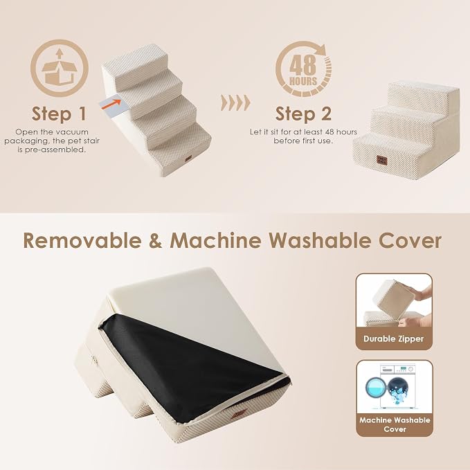EHEYCIGA Dog Stairs for Small Dogs 13.5" H, 3-Step Dog Steps for Couch Sofa and - Image 6