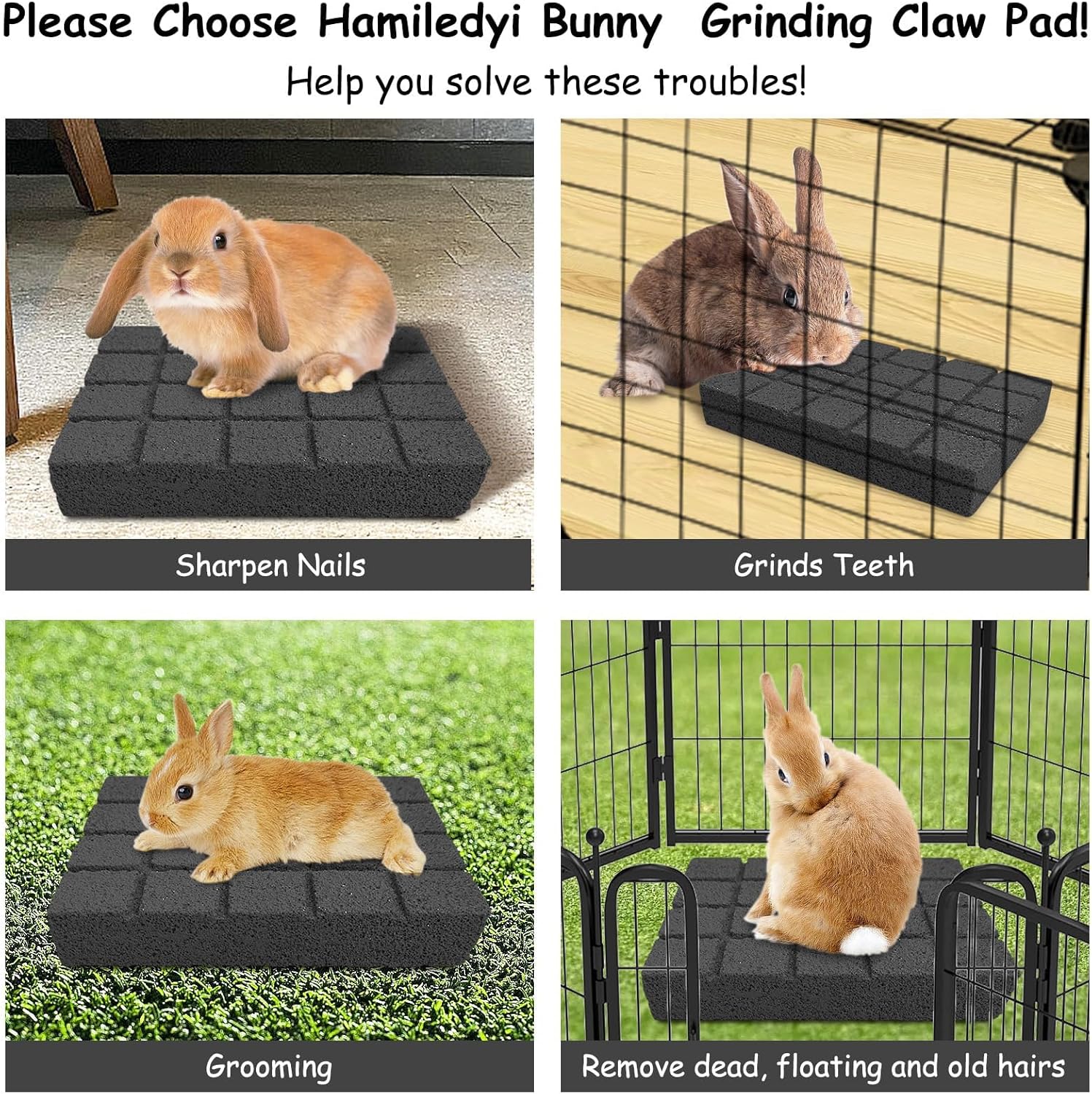 Hamiledyi 10PCS Rabbit Scratching Pads Bunny Lava Grinding Claw Pads Small Animal Foot Pads Hamster Scratch Board Chew Toys for Gerbil Chinchilla Hedgehog Guinea Pig Cage Accessories