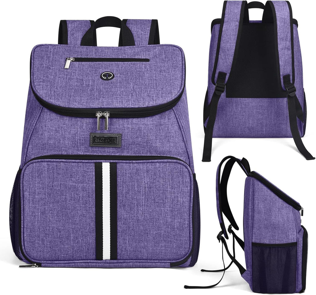 BAGLHER丨Dog Travel Bag, Airline Approved Pet Supplies Backpack, Dog Travel Backpack Accessories Set with 2 Silicone Collapsible Bowls and 2 Food Baskets. Purple