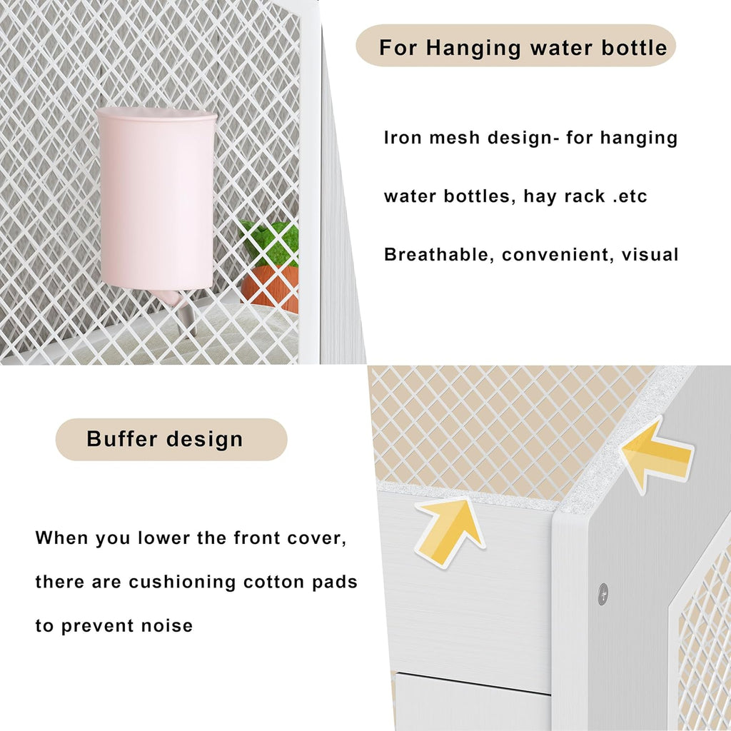 PAKASEPT Hamster Cage, Small Animal Cages with Storage Cabinet, Visual and Ventilated Large Habitats Hamster House for Rat, Guinea Pig, Hedgehog, Gerbil, White