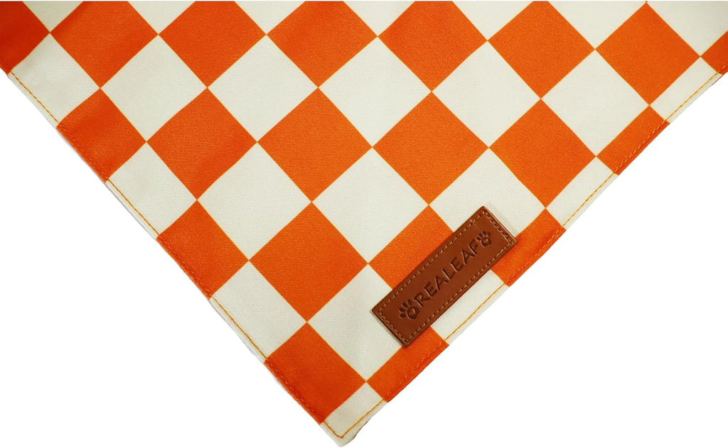 Realeaf Thanksgiving Fall Dog Bandanas 2 Pack, Orange Plaid Pumpkin Pet Scarf for Boy and Girl, Premium Durable Fabric, Holiday Halloween Bandana for Medium and Large Dogs(Fall, Large)