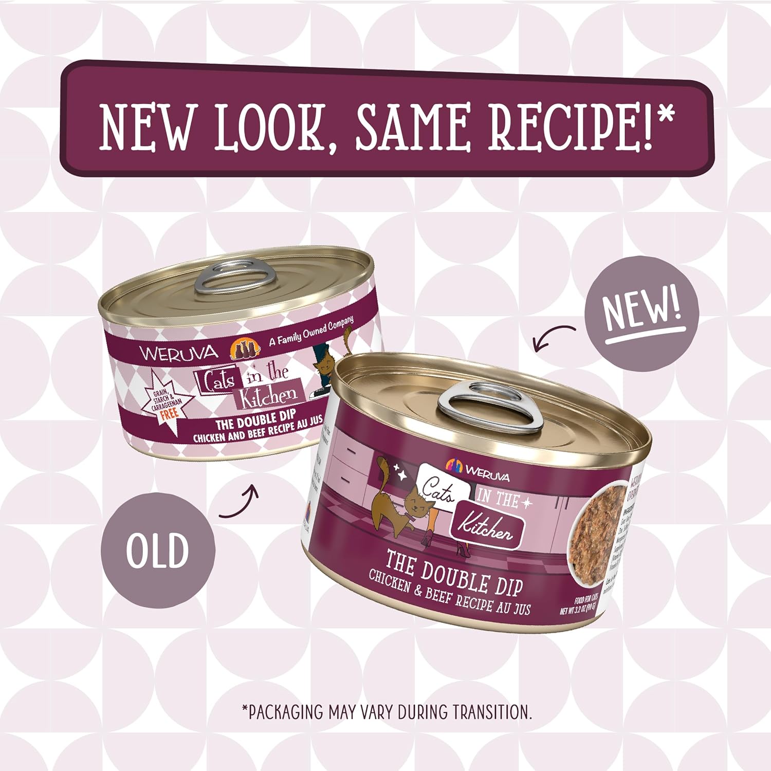 Weruva Cats in The Kitchen, The Double Dip with Chicken & Beef Au Jus Cat Food, 3.2oz Can (Pack of 24)