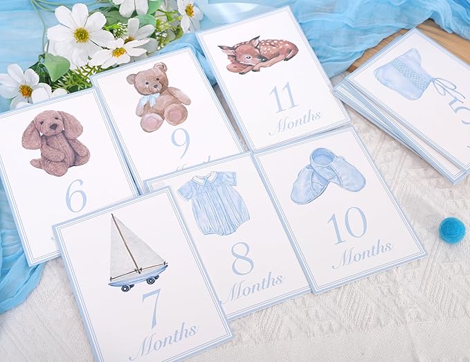 Baby Boy/Girl Monthly Milestone Cards - First Holiday Cards,First Year Month Photo Milestone Cards,Baby Shower Newborn Photo Prop (Cards-1)