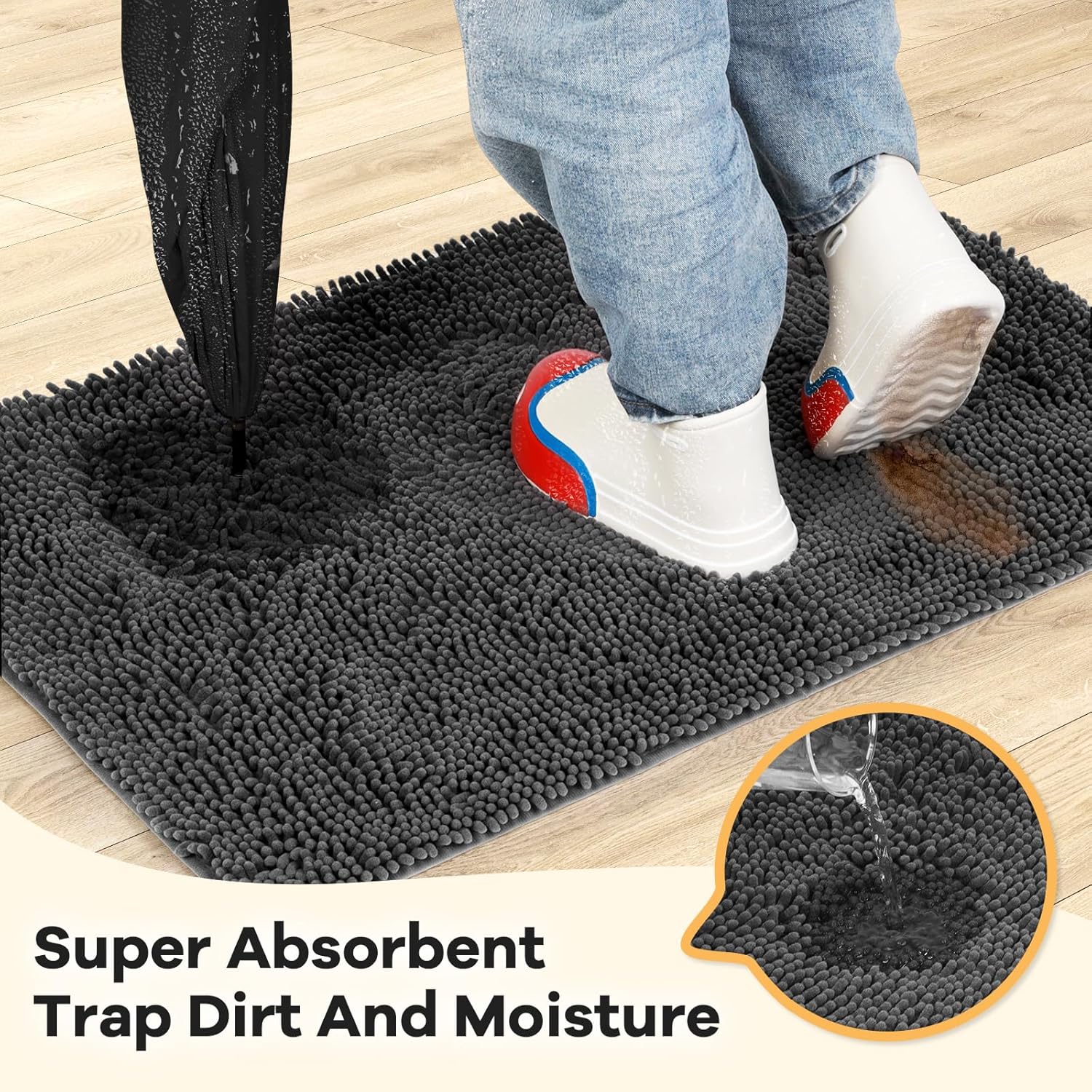 Absorbent Dog Door Mat for Muddy Paws, 72" x 24" Chenille Indoor Mats for Entryway, Trap Dirt Front Door Mat Indoor Entrance Washable Non Slip Soft