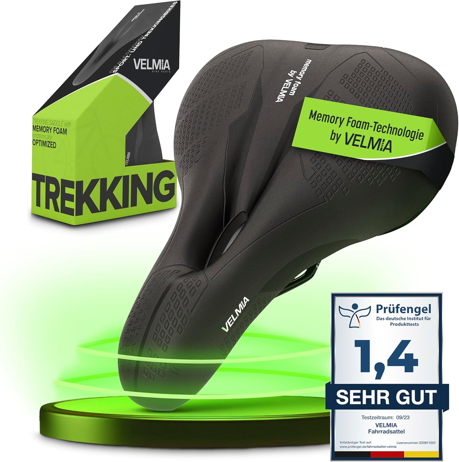 Velmia Bicycle Saddle - Comfortable Saddle for Men and Women - 3 Zone Concept - Waterproof Bicycle Seat with Ergonomic Design