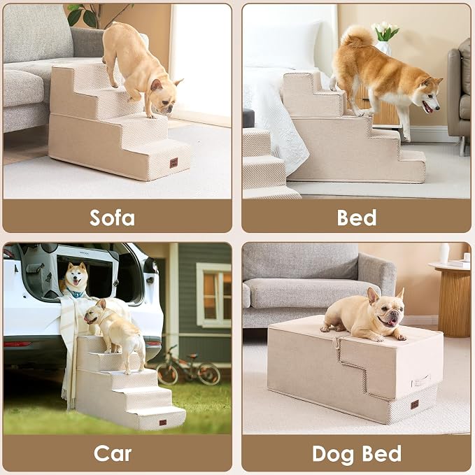 EHEYCIGA Dog Stairs for Small Dogs 13.5" H, 3-Step Dog Steps for Couch Sofa and - Image 7