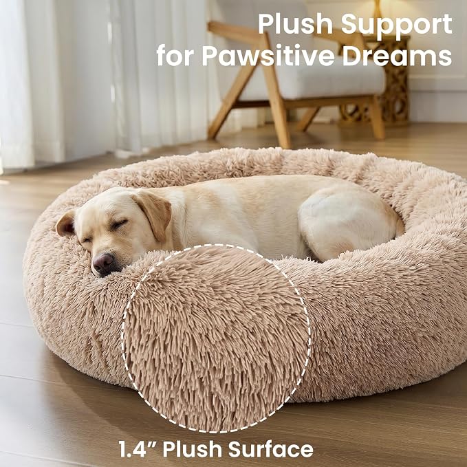 JOLLYVOGUE Calming Dog Beds Extra Large Sized Dog, 45in Donut Washable Large - Image 4