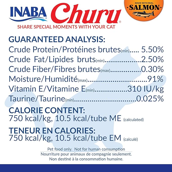 INABA Salmon Churu Cat Treats, Squeezable Creamy Purée Cat Treat - Image 4