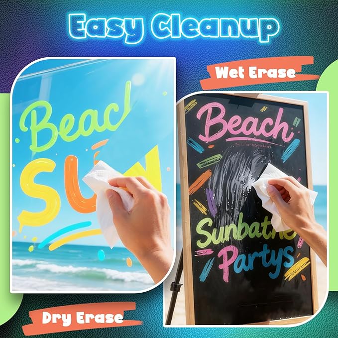 8 UV Neon Chalk Markers Glow in the Dark under Blacklight, Jumbo Liquid Chalk Markers Erasable 10mm 3 In 1 Nib, Car Window Marker For Glass Chalkboard Blackboard Bistro Signs Menu Board