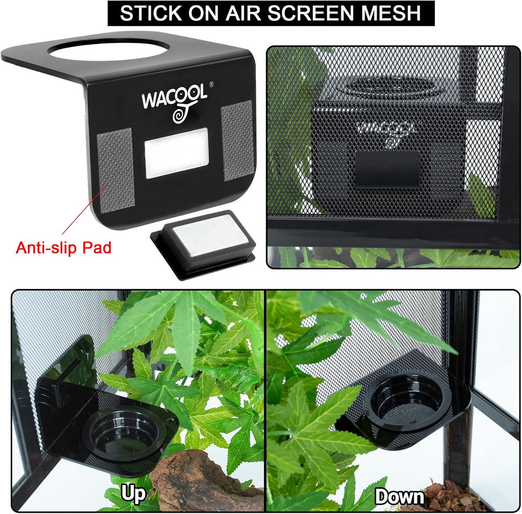 WACOOL Magnetic Reptile Ledge 2PACK, Acrylic Gecko Feeding Ledges with 6PCS Cups, Reptile Food Water Feeder Dish for Geckos Iguana Chameleon Pets