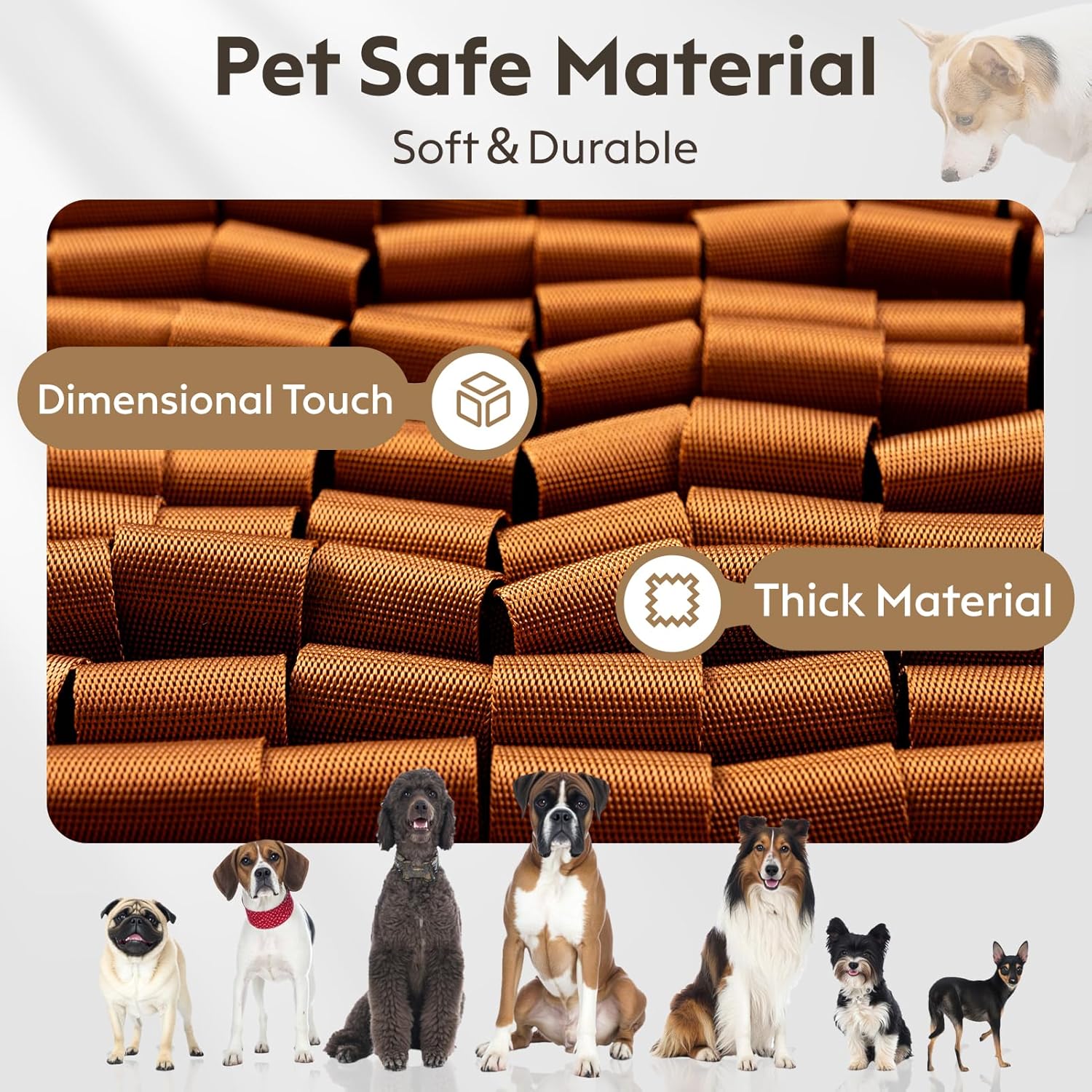 Snuffle Mat for Dogs, Dog Puzzle Mat, Interactive Dog Toys for Enrichment,Sniff Mats with Non-Slip Backing,Suitable for Breeds and Sizes of Dogs (Brown, 17" X 15")