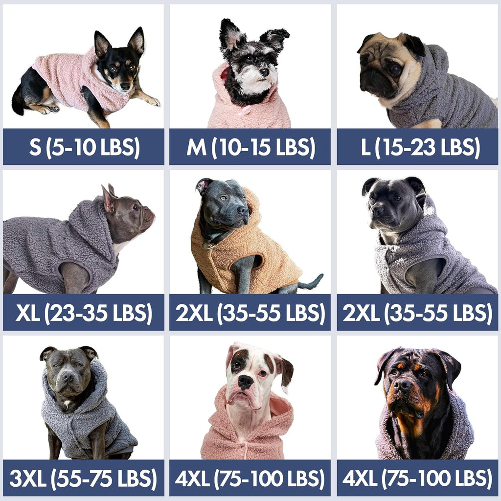 Spark Paws Teddy Dog Sweater, Sherpa Jacket Vest with Warm Fleece Lining, Winter Coat Suitable for Small Medium Large XL XXL Breeds - Brown - L