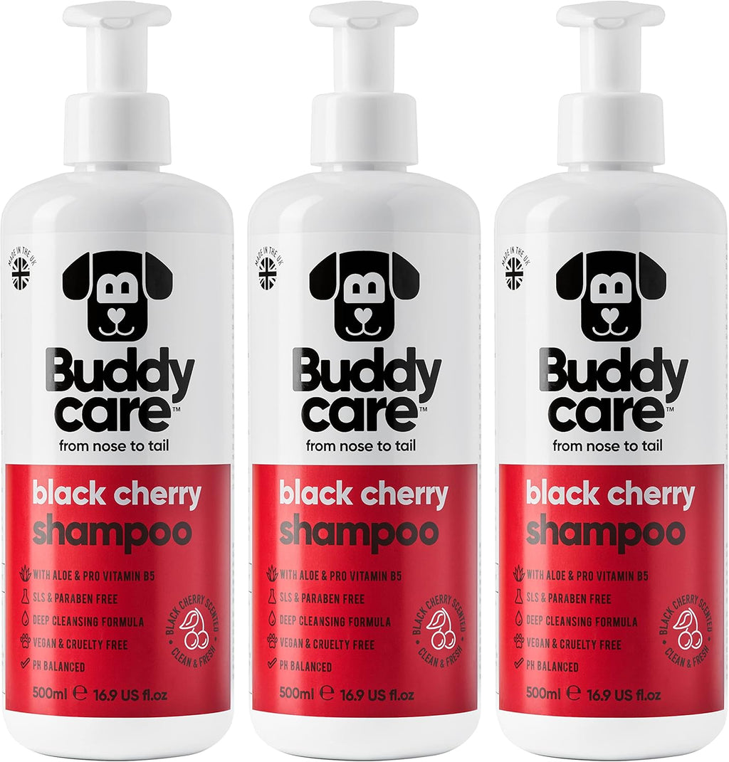 Black Cherry Dog Shampoo by Buddycare | Deep Cleansing Shampoo for Dogs | Black Cherry Scented | with Aloe Vera and Pro Vitamin B5 (50.72oz)