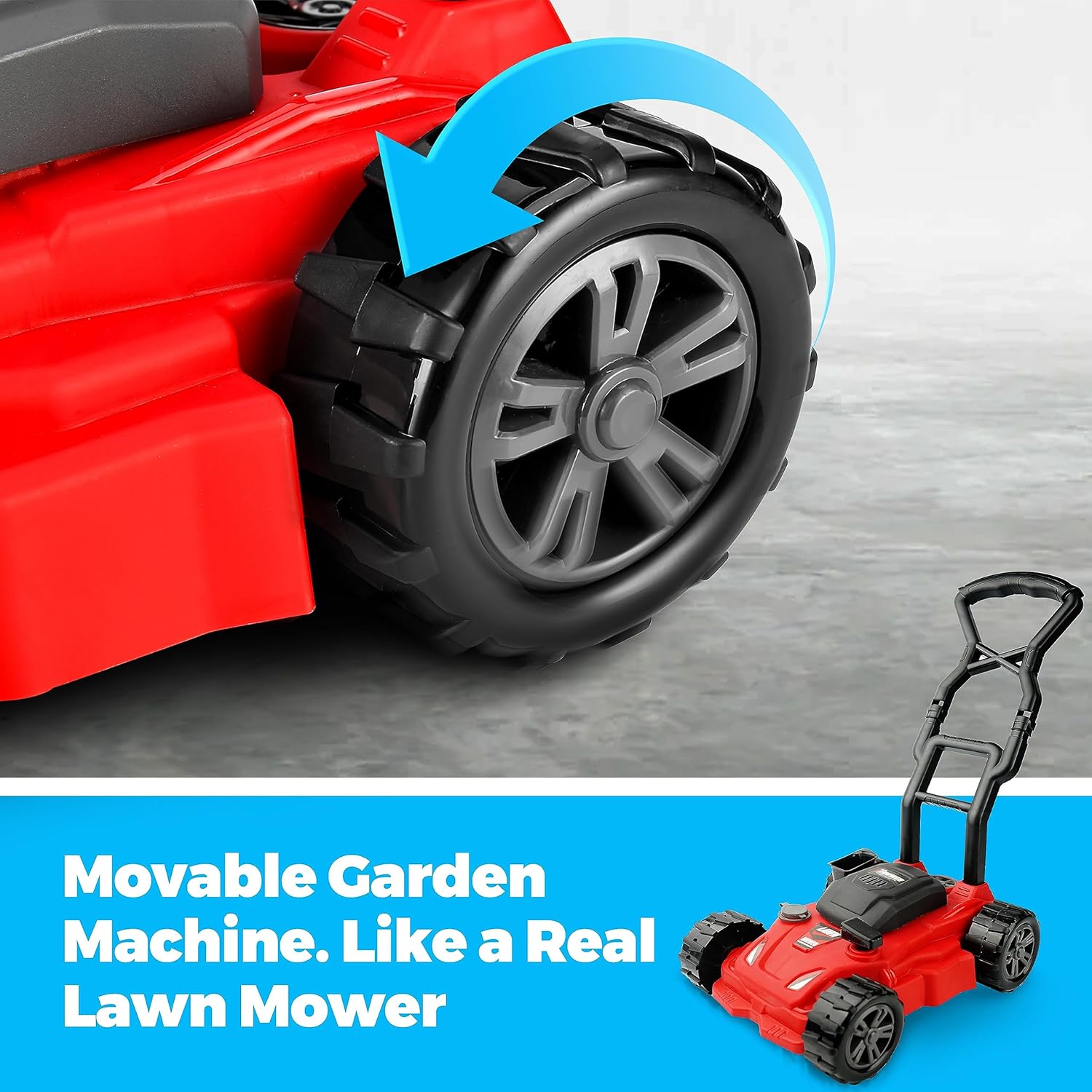 Kids Lawn Mower - Toy Choi's Pretend Play Series Toddler Lawn Mower, Indoor Outdoor Push Gardening Summer Toy Tool Set for Boys & Girls 3,4,5,6,7,8