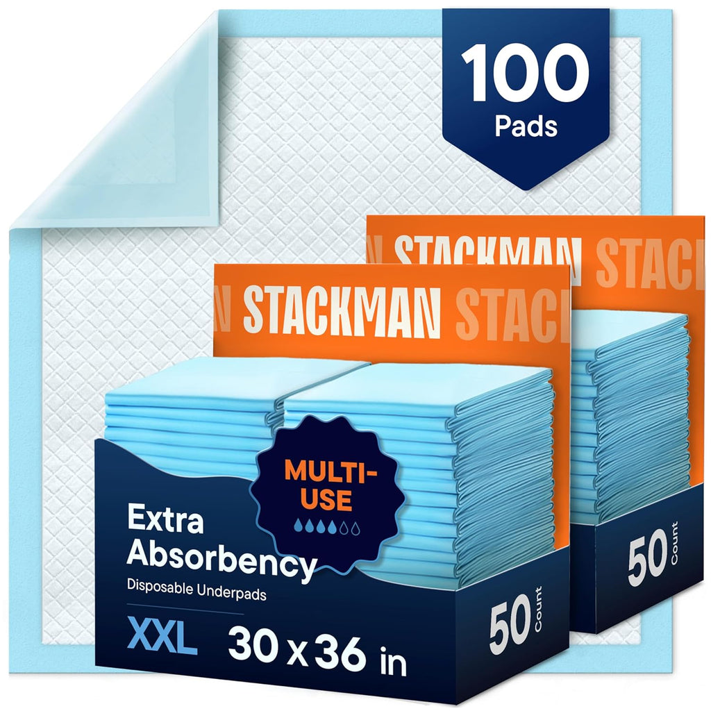 Chucks Pads Disposable [100-Pack] Adult Incontinence Underpads 30"x 36" Extra Large Absorbent Fluff Protective Bed Pads, Toddler Mattress Pads - Pee Pads for Kids & Adults - Dog & Puppy Training Pads