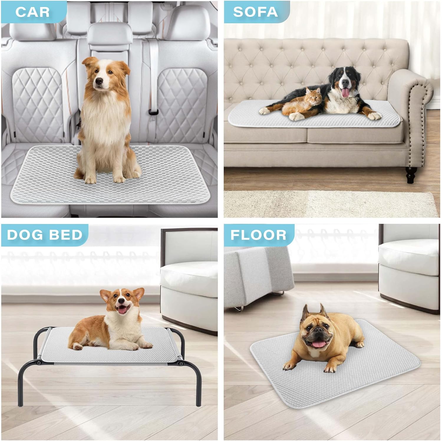 MICROCOSMOS Pet Cooling Mat & Sleeping Pad- Breathable Bubble Surface, EZ Clean. Keep Cooling for Pets, Kids and Adults in Summer.(GreyWhite, 48" x 24")