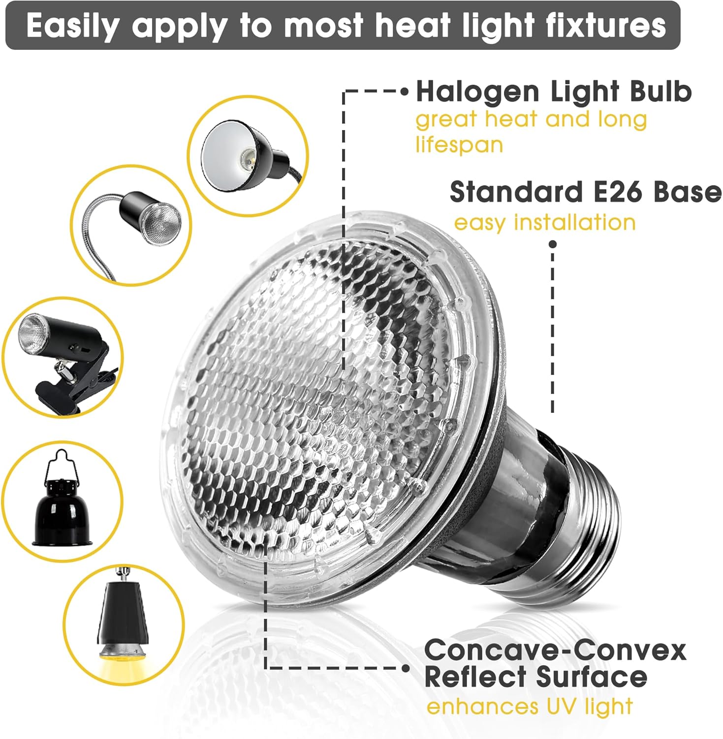 Reptile Heat Bulb [2 Pack], Reptile Light Bulbs 50W UVA UVB, Dimmable Heat Lamp Bulbs Basking Spot Light Bulb for Reptiles, Amphibian, Bearded Dragon, Lizard, Chicken