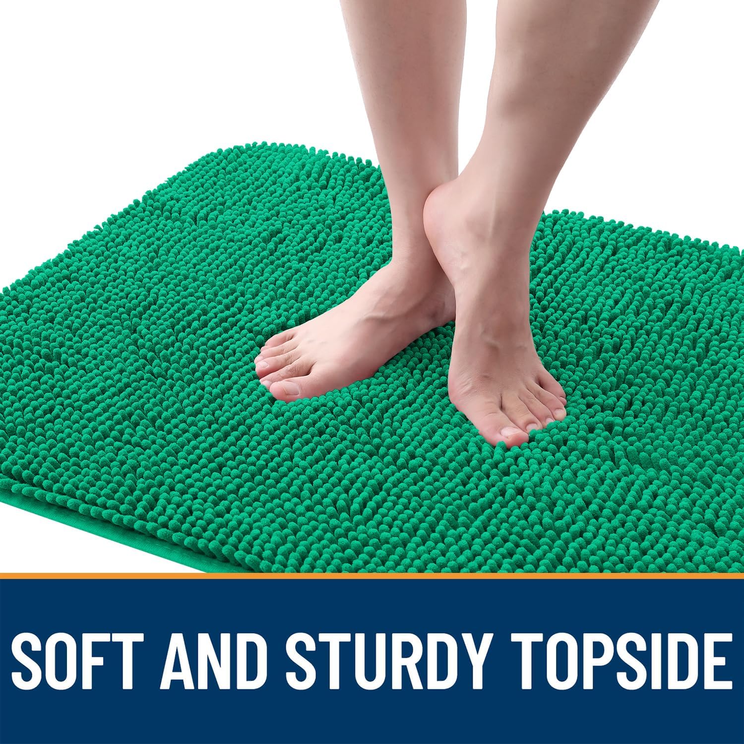 OLANLY Dog Door Mat for Muddy Paws 36x24, Absorbs Moisture and Dirt, Absorbent Non-Slip Washable Doormat, Quick Dry Chenille Mud Mat, Entry Indoor Entryway Carpet for Inside Floor, Emerald Green