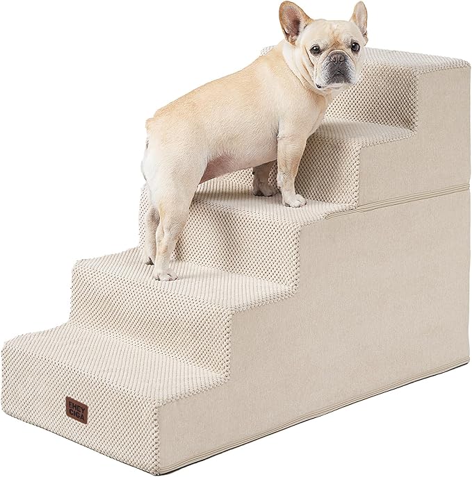 EHEYCIGA Dog Stairs for High Bed 25" H, 5-Step Extra Wide Dog Steps for Bed by EHEYCIGA