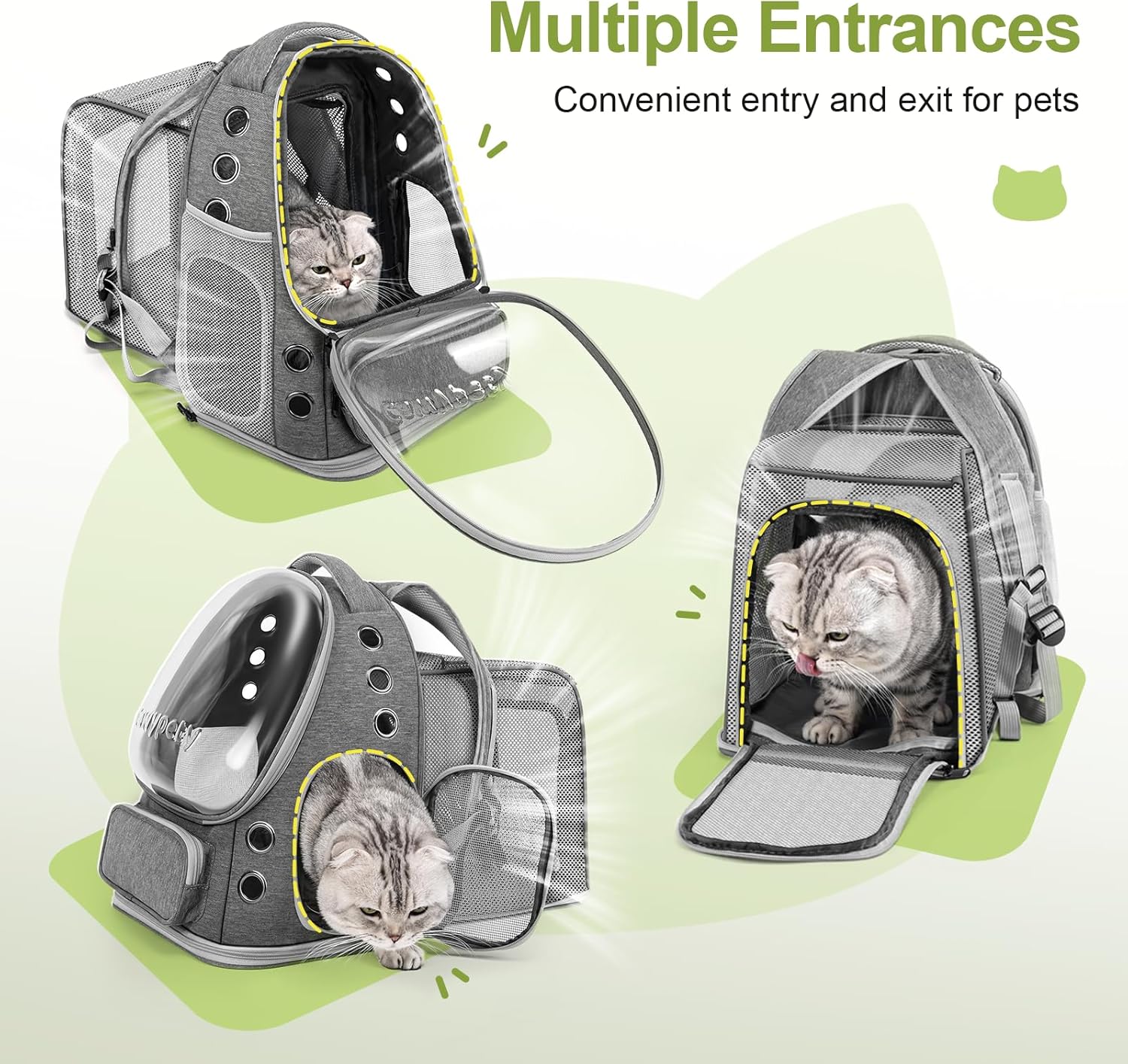 Expandable Cat Backpack,Cat Bubble Backpack Carrier for Carrying Cats, Pets and Small Dogs,Airline-Approved,Designed for Travel, Hiking, Walking,Car （Grey