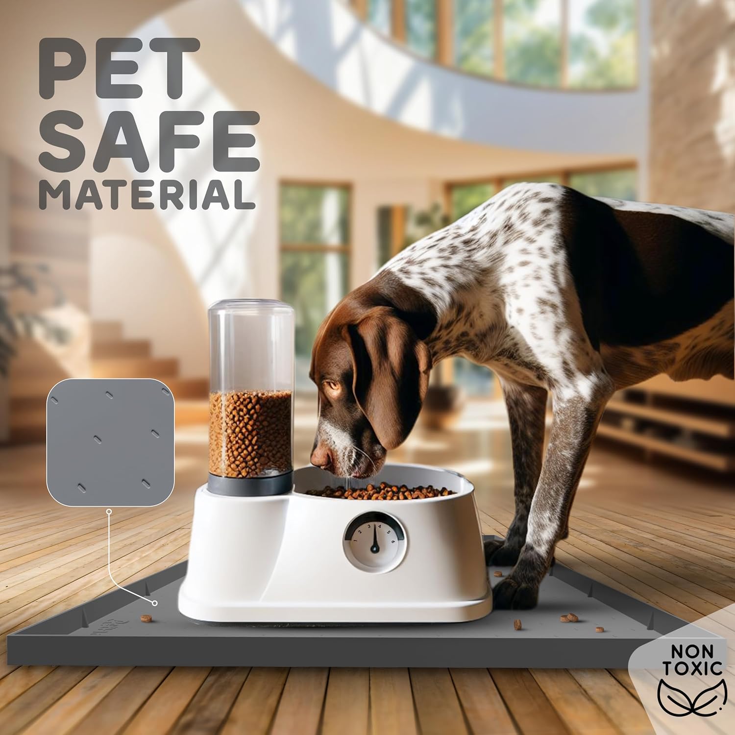 32x24x1” XL Dog Food Mat - All Purpose Under Sink Liner, Washer and Dryer Covers for The Top, Silicone Griddle Mat for Blackstone - Raised Edges Dog Mat for Food and Water Prevent Spill, Waterproof