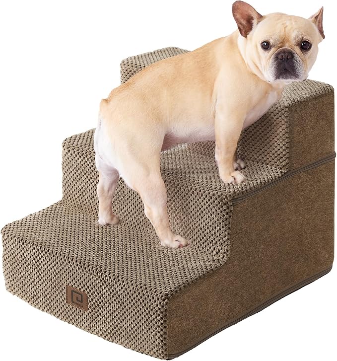 EHEYCIGA Dog Stairs for Small Dogs 13.5" H, 3-Step Dog Steps for Couch Sofa and by EHEYCIGA