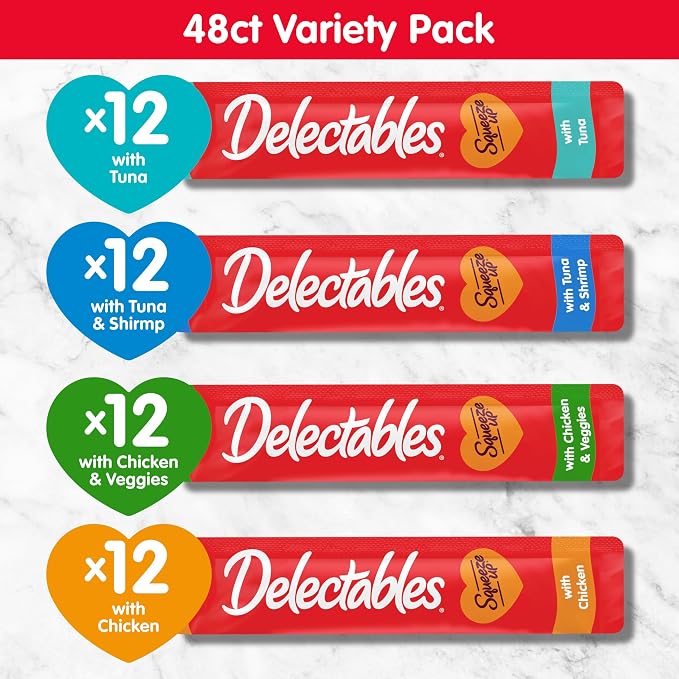 Delectables Squeeze Up Variety Pack, Creamy Squeezable Puree, Lickable Wet Cat - Image 6