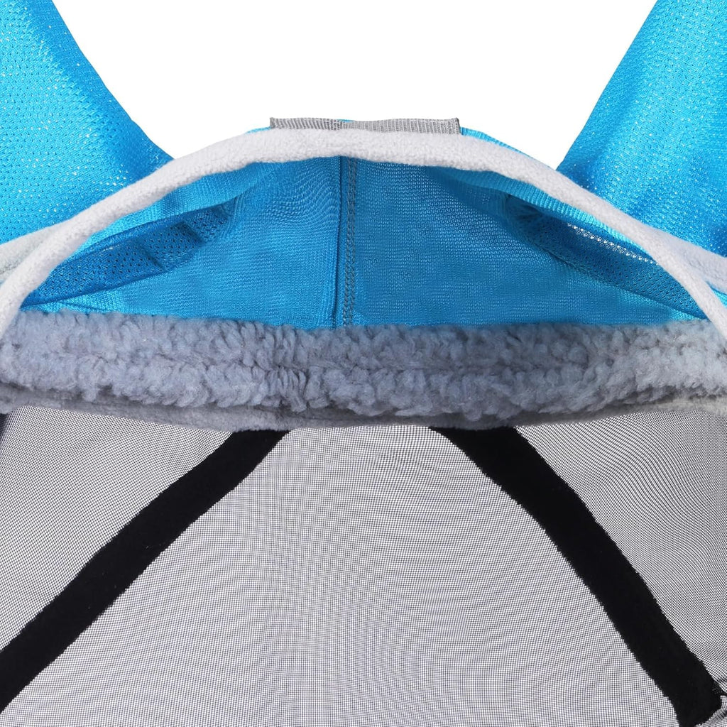 Harrison Howard CareMaster Pro Luminous Horse Fly Mask Large Eye Space Standard with Ears UV Protection for Horse Sky Blue XL Extra Full